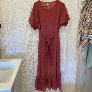 Maxi pink Swiss dot dress